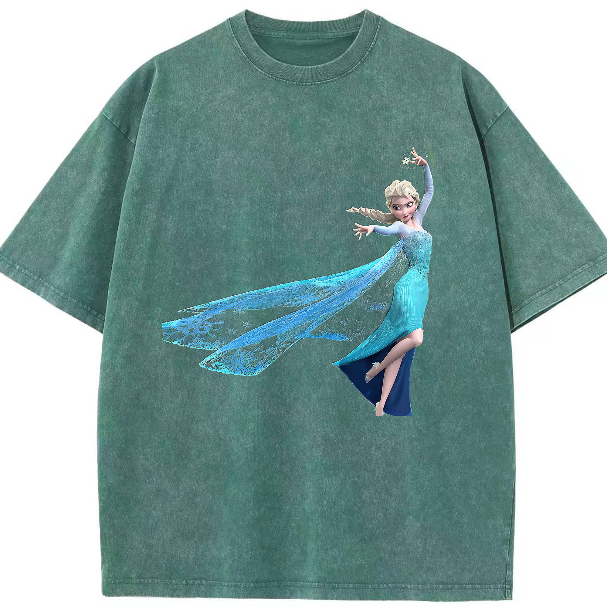 （画像用） アナと雪の女王 アンナ エルサ Frozen Anna Elsa 綿100% ヴィンテージ風 半袖Tシャツ（フロントプリント）